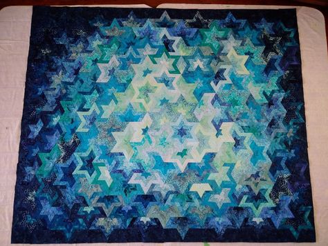 Galaxy Star Quilt Pattern, Galaxy Quilt Ideas, Galaxy Quilt Pattern, Watercolour Quilts, Ombré Quilts, Galaxy Quilt, American Quilts Patterns, Seascape Quilts, Epp Quilt