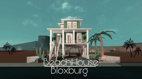 Bloxburg:Speedbuild Beach House watch full video on Youtube Bloxburg Small Beach House Layout, Bloxburg Beach House Layout Ideas, Costal Family House Bloxburg, Roblox Beach House Layout, Outer Banks Bloxburg House, Bloxburg Vacation House Ideas, Beach House Inspo Bloxburg, Bloxburg Small Beach House, Coastal Beach House Bloxburg Layout