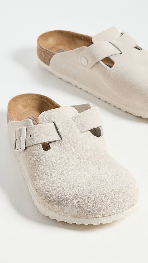 Birkenstock Boston Soft Footbed Clogs | Shopbop Fuzzy Birkenstocks Clogs, White Birkenstock Clogs, Birken Stock Clogs, Birkin Stocks Clogs, Cute Clogs, Berken Stocks Shoes, Birken Stocks, Birkenstock Boston Outfit Women, Birk Clogs