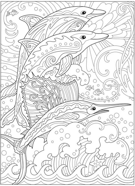 ความขัดแย้ง Free Animal Coloring Pages Printables, Tangled Coloring Pages, Ocean Coloring Pages, Dolphin Coloring Pages, Adult Colouring Pages, Free Adult Coloring Pages, Adult Coloring Book Pages, Doodle Coloring, Flower Coloring Pages