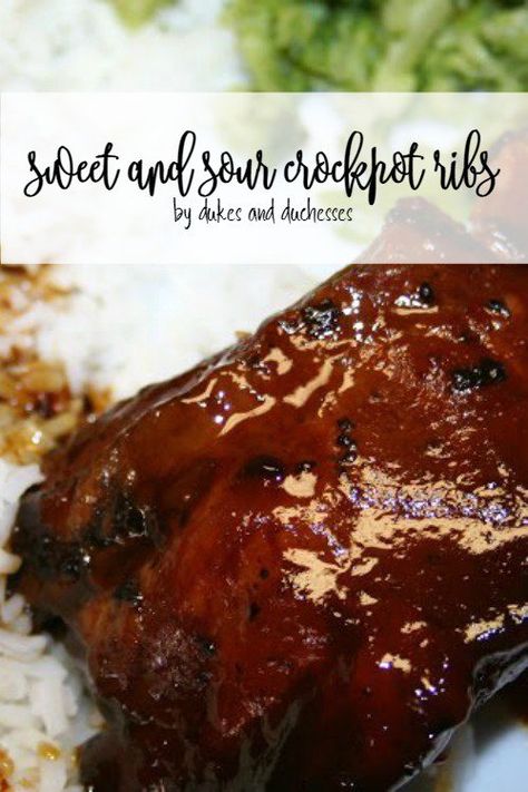 sweet and sour crockpot ribs Spare Ribs Slow Cooker, Sweet And Sour Spareribs, Sweet And Sour Beef, Pork Crockpot Recipes, Crockpot Ribs, Slow Cooker Ribs, Pork Rib Recipes, Ribs Recipe, Crockpot Pork