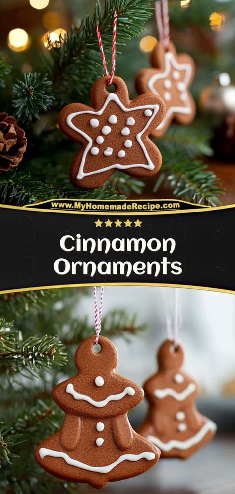 These cinnamon ornaments are simple, fragrant, and perfect for homemade holiday decorations. A fun DIY activity for the whole family! Ingredients: 1 cup applesauce 1 cup cinnamon powder 1 tbsp glue (optional, for sturdiness) Ribbon for hanging Craft these cinnamon ornaments for a festive, fragrant addition to your holiday decor Recipe For Cinnamon Ornaments, Cinnamon Tree Ornaments Easy Diy, Kid Made Christmas Decorations, Homemade Cinnamon Christmas Ornaments, Cinnamon Diy Ornaments, Cinnamon Homemade Ornaments, Applesauce Christmas Ornaments, Cinnamon And Glue Ornaments, Diy Homemade Christmas Ornaments