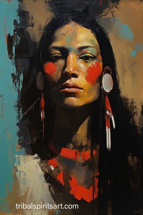 Native Paintings On Canvas, Indigenous Women Art, American Dystopia, Native American Woman Art, Indian Reference, Native American Portraits, Native Paintings, Indigenous Painting, Contemporary Portrait Artists