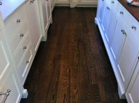 Mulling Over Wood Floor Colors - Shine Your Light Dark Brown Wood Bed, Brown Wood Bed, Oak Floor Stains, Floor Stain Colors, Wood Floor Colors, Red Oak Floors, Dark Brown Cabinets, Hardwood Floor Colors, Floor Stain