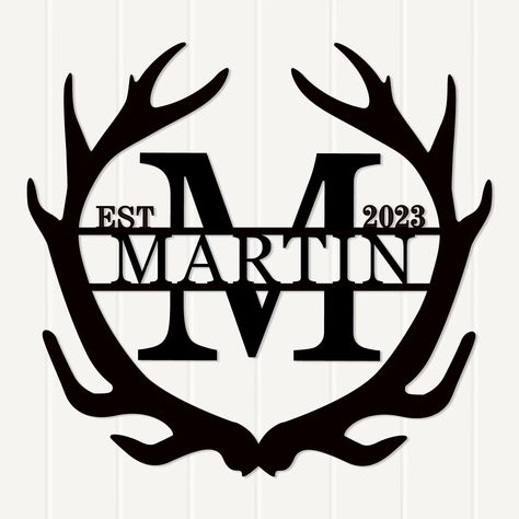 PRICES MAY VARY. Size: There are 9 different sizes of custom antler sign diameter-12 inches, 15 inches, 20 inches, 24 inches, 28 inches, 32 inches, 36 inches, 40 inches, and 42 inches. Personalized door signs are perfect for indoor or outdoor use. Color: Customized door panel, available in six colors: black, white, gold, silver, red, navy blue Installation method: We will provide you with two screws for free and place this product on the door or wall within a few minutes! Material: House digital Last Name Signs Wooden, Deer Camp Signs, Deer Family Signs, Metal Last Name Signs Outdoor, Metal Initial Signs Outdoor, Buck Antlers, Antler Monogram, Cabin Wall Decor, Antler Decor