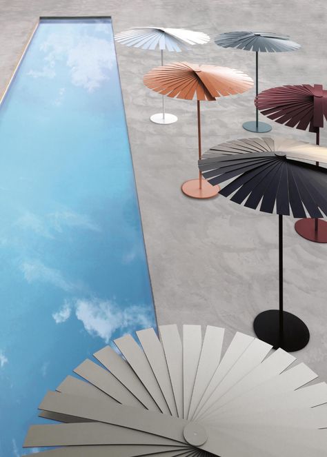 Garden parasols: find the coolest sunshade for your space Metal Outdoor Furniture, Luxury Outdoor Furniture, Garden Parasols, Best Outdoor Furniture, Wallpaper Magazine, Contemporary Garden, Modern Outdoor Furniture, Outdoor Furniture Collections, Swimming Pool Designs