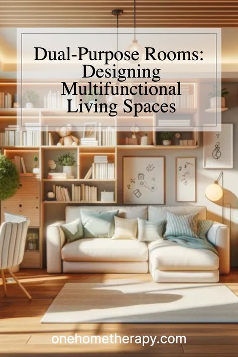 Looking to make your home more functional and beautiful at the same time? 🏠 We've got the perfect solution! Discover our Dual-Purpose Rooms: Designing Multifunctional Living Spaces – One Home Therapy, where we share our top tips and expert advice on creating versatile, stylish spaces that you'll love! 😍 Click to Learn More! Functional Spaces Design, Organised Living Room, Multi Space Living Room, Dual Living Room Ideas, 2 Living Rooms In One Space, Dual Purpose Furniture, Multipurpose Living Room, Multifunctional Living Room, Multifunctional Living