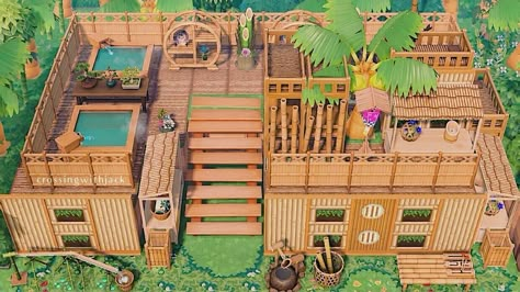 Acnh Bamboo Design Code, Bath House Animal Crossing, Acnh Treehouse, Animal Crossing 3ds, Animal Crossing Funny, Ac New Leaf, Animal Crossing Guide, Happy Home Designer, Animal Crossing Wild World