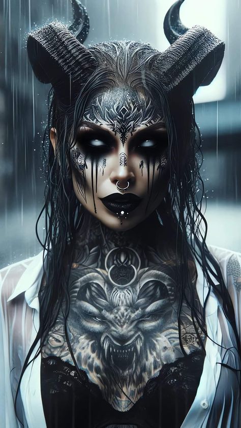 Female Demons, Dark Art Photography, Demon Tattoo, Dark Fantasy Artwork, Gothic Fantasy Art, Tatuaje A Color, Dark Art Tattoo, Skull Wallpaper, Demon Art