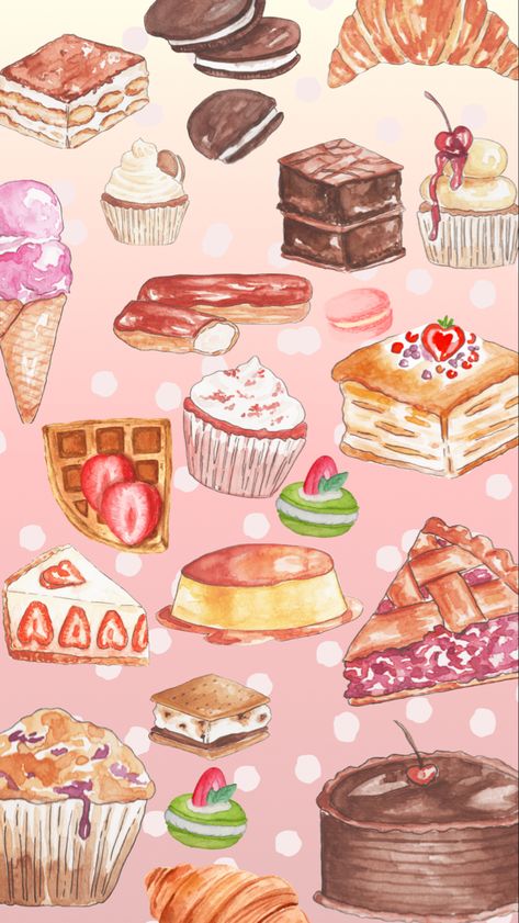 #dessert #love #wallpaper #pink #aesthetic Cute Bakery Wallpaper, Frosting Wallpaper, Locker Pictures, Dessert Wallpaper, Sweets Wallpaper, Wallpaper Pink Aesthetic, Clay Cafe, Cute Food Wallpaper, Strawberry Aesthetic