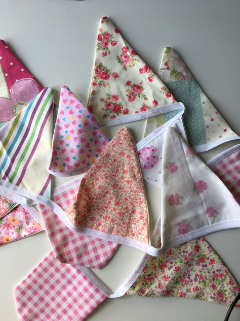 Over two and a half metres of lovely bunting in pink florals, checks and stripes. In cotton the bunting is machine washable at 30 degrees. There are 2 available and both are slightly different although the theme is the same. Thanks for looking! Please check out my other listings! Checks And Stripes, Fabric Bunting, Kitchen Fabric, Bunting Garland, Country Kitchen, Bunting, Furniture Diy, Checks, Stripes