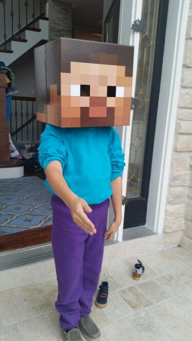 Minecraft Steve - mask from Amazon, clothes from Wal-Mart.  DIY the head if you really need to save $. Minecraft Mask, Steve Costume, Minecraft Steve, Wal Mart, Amazon Clothes, Minecraft Party, Halloween 2024, Scene Hair, Diy Mask