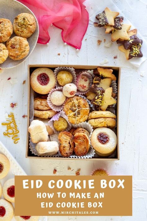 Eid Platter Ideas, Eid Treats Boxes, Eid Sweets Ideas, Eid Dessert Boxes, Eid Cookies Recipes, Eid Gift Box Ideas, Gift To Make For Friends, Modern Cookies, Eid Desserts