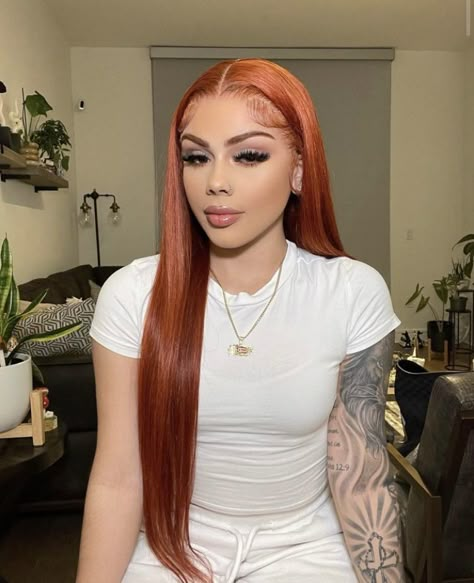 Straight Human Hair Wig, Wild Hair Color, Neck Tattoos Women, Red Hair Inspo, Ginger Hair Color, Blonde Curly Hair, Beautiful Hair Color, Wild Hair, Front Lace Wigs Human Hair