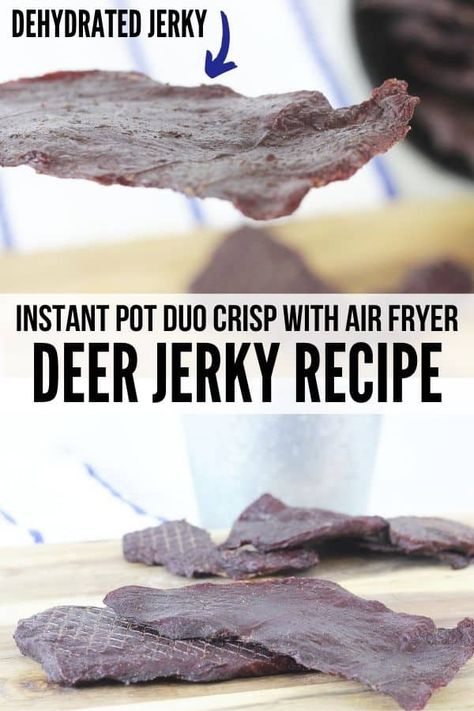 Instant Pot Duo Crisp Air Fryer Deer Jerky Recipe is so easy to make. A quick and easy way to make homemade deer jerky in air fryer. #jerky #deer #venison #recipe #deerjerkyrecipe #airfryer #duocrisp #instantpot #easy #best #liquidsmoke #DalesSeasoning #dehydrator #howtomake Jerky In Air Fryer, Dales Seasoning, Deer Jerky Recipe, Deer Jerky, Instant Pot Duo Crisp, Instant Recipe, Venison Jerky, Jerky Recipe, Making Jerky