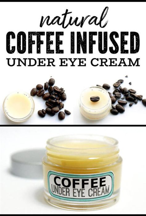 DIY Coffee Eye Cream: A Natural Puffy Eyes Remedy for Natural Beauty. Make this DIY coffee eye cream as a remedy for puffy eyes. Made with homemade coffee infused oil to help tighten skin and reduce under eye puffiness, this coffee under eye cream can also help reduce the appearance of dark circles, wrinkles & fine lines associated with aging. Not only is this DIY coffee eye cream for eye puffiness easy to make, this beauty hack also saves you money over time. #puffyeyesremedy Coffee Infused Oil, Eye Cream Recipe, Coffee Eye Cream, Puffy Eyes Remedy, Dark Under Eye Circles, Dark Circle Remedies, Diy Eye Cream, Under Eye Cream, Oil Cleansing