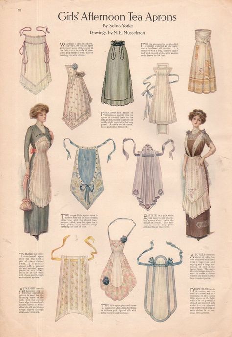 1911 Ladies Home Journal Print Girl's Afternoon Tea Aprons Actresses Dresses | eBay Áo Blu, Apron Patterns, 1900 Fashion, Ladies Home Journal, Patron Vintage, Home Journal, Sewing Aprons, French Kitchen, Aprons Patterns