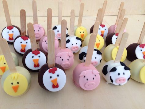 Farm Animal Cake Pops, Animal Cake Pops, Car Cakes, Farm Animal Cakes, Chocolate Cake Pops, Toy Story Theme, Barn Animals, Farm Store, Car Cake