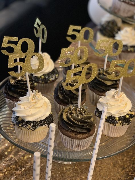 50th Birthday Set Up Ideas, Cupcake Cakes 50th Birthday, 50th Birthday Gift Table Ideas, Centerpieces For 50th Birthday Party For Women, Snacks For 50th Birthday Party, 50 Birthday Party Decorations For Women, 50th Birthday Party Decorations For Men Centerpieces, 50th Birthday Party Ideas For Men Gift Favor Bags, Fifty Party Ideas 50th Birthday