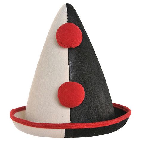 https://www.partycity.com/costume-accessories-hats?infinitescroll=true Scary Clown Costume, Halloween Costume Black, Halloween Costume Hats, Red Pom Poms, Clown Hat, Pierrot Clown, Clown Clothes, Jester Hat, Vintage Clown