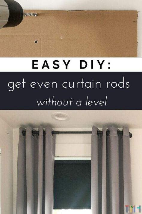 Check out this fail-proof way to install curtain rods in your own home without a level. Install Curtain Rods, Installing Curtain Rods, Hanging Curtain Rods, Curtain Installation, Window Rods, Closet Curtains, Curtain Brackets, Curtain Hanging, Simple Curtains