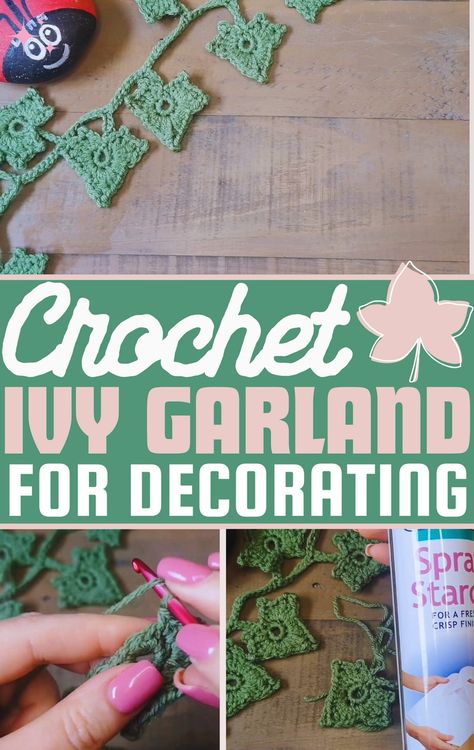 Crochet Ivy Lace Garland (Step-by-Step Tutorial) - The Newlywed Ivy Leaf Crochet Pattern, Crochet Ivy Leaf Free Pattern, Crochet Vine Wall Decor, Crochet Ivy Pattern, Crochet Ivy Garland, Crochet Vines Pattern, Crochet Vines And Leaves Pattern Free, Crochet Ivy Leaves Free Pattern, Easy Crochet Garland