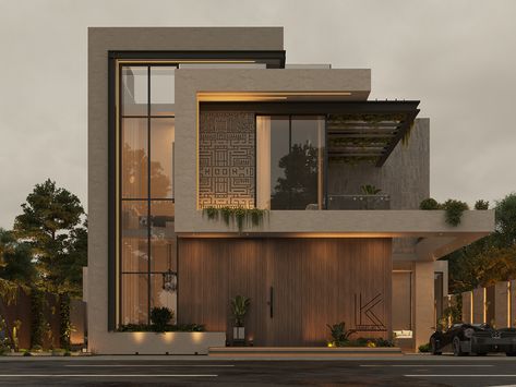 Modern Villa Elevation, Villa Elevation Design, Villa Elevation, Modern Villa Exterior, Villa Exterior Design, House Outer Design, Contemporary House Exterior, Facade Architecture Design, Modern Villa Design