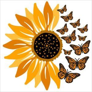 Silhouette Design Store, Silhouette Design, Design Store, Butterflies, Sunflower, Black, Design