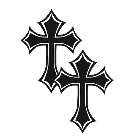 Cool Cross Designs, Chrome Hearts Drawing, Y2k Cross Design, Cross Graphic Design, Cross Aesthetic, Y2k Symbols, Pfp Black And White, Chrome Hearts Cross, Cross Clipart