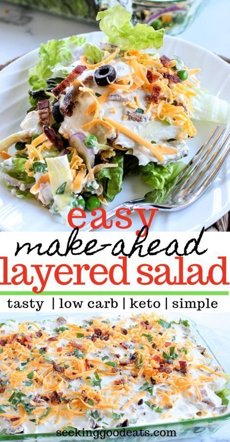 Overnight Salad, Layered Salad Recipes, Keto Salad, Favorite Salad, Boiled Egg Diet Plan, Layered Salad, Diner Recept, Low Carb Salad, Healthy Side