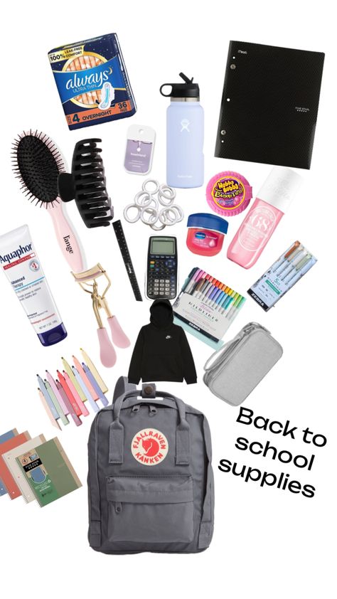 School Astetic, Locker Stuff, School Locker Decorations, School Backpack Essentials, Preppy School Supplies, Romanticising School, Backpack Ideas, School Survival Kits, Everyday Bag Essentials