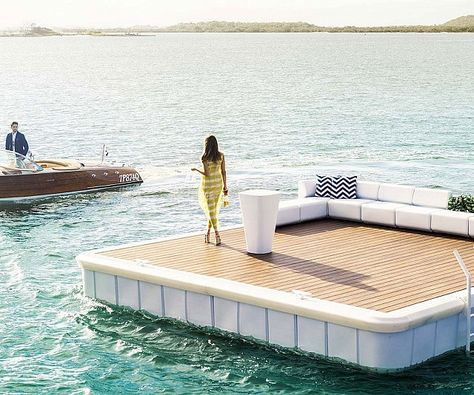 Modular Floating Platform Water Platform, Floating Architecture, Park Equipment, Floating Platform, Blue Dolphin, Floating Deck, Waterfront Property, Pool Spa, House Boat