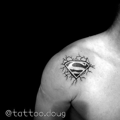 Liver Tattoo, Superman Logo Tattoo, Super Hero Tattoos, Superman Tattoo, Superman Tattoos, Logo Superman, Hero Tattoo, Torso Tattoos, Marvel Tattoos