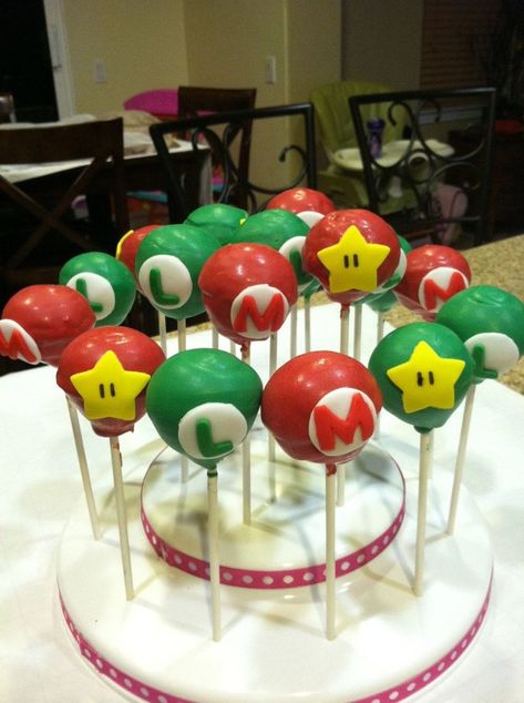 32+ Beautiful Picture of How To Make Birthday Cake Pops . How To Make Birthday Cake Pops Nice Simple Way To Do Mario Cake Pops Just The Icons On Round Pops  #BirthdayCakeDesigns Super Mario Bros Cake, Nintendo Cake, Mario Brothers Birthday Party, Mario Bros Birthday Party Ideas, Mario Birthday Cake, Mario Bros Cake, Super Mario Cake, Super Mario Bros Birthday Party, Super Mario Bros Party