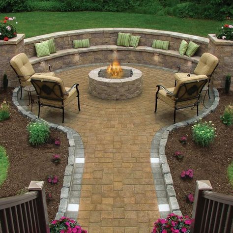 75 Concrete Paver Patio Ideas You'll Love - August, 2024 | Houzz Backyard Seating Area, Concrete Patios, Fire Pit Landscaping, Backyard Seating, Fire Pit Seating, Backyard Fire, Backyard Fences, Diy Pergola, Small Backyard Patio