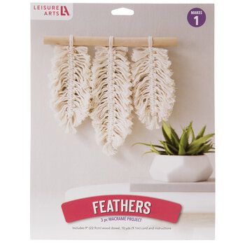 Macrame Beginners, Feather Macrame, Macrame Wall Hanger, Macrame Feathers, Boho Space, Macrame Hanger, Macrame Wall Art, Boho Macrame, Leisure Arts