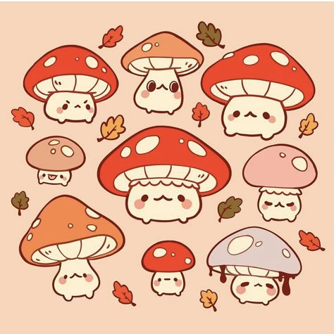 Dead Leaves, 귀여운 음식 그림, Cute Easy Doodles, Mushroom Drawing, Wallpaper Collage, Cute Animal Drawings Kawaii, 캐릭터 드로잉, Cute Doodles Drawings, Cute Doodle Art