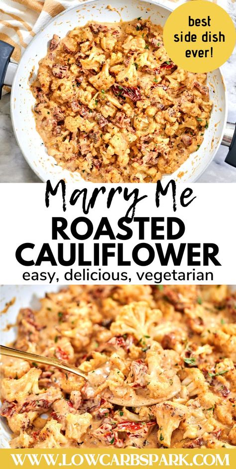 Discover the magic of Marry Me Cauliflower recipe! With just 10 minutes of prep time, you can enjoy perfectly roasted cauliflower smothered in a creamy, garlicky sauce. Packed with flavor and easy to make, it's a guaranteed hit for busy weeknights! Creamy Garlic Parmesan Sauce, Garlic Parmesan Sauce, Roasted Cauliflower Recipes, Tender Heart, Keto Side, Cauliflower Recipe, Tasty Meat, Kitchen Magic, Parmesan Sauce