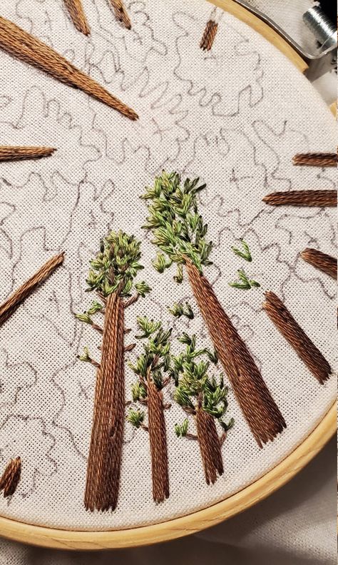 Forest Embroidery, Embroidery Basics, Hand Embroidery Projects, Pola Sulam, Cute Embroidery, Sewing Embroidery Designs, Hand Embroidery Art, Hand Embroidery Stitches, Crafty Craft