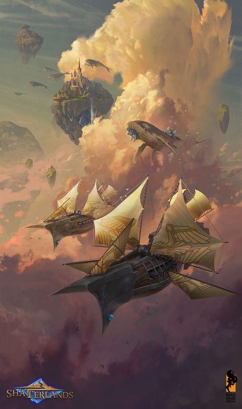 Airship Art, Flying Ship, Flying Boat, Landscape Concept, Treasure Planet, Fantasy City, Fantasy Setting, Fantasy Places, D&d Dungeons And Dragons