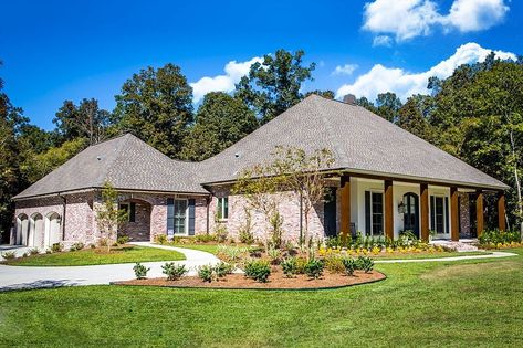 Architectural Designs on Instagram: “Our client built House Plan 56408SM with the dormers removed on their property in Louisiana. Great job by Starkey Builders, LLC.⁠…” Acadian Style Homes Louisiana, French Acadian Style Homes, Acadian Style Homes, Acadian Homes, French House Plans, Brick House Plans, Acadian House Plans, Planning For The Future, Louisiana Homes