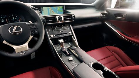 Interior of the Lexus IS F SPORT shown with Rioja Red NuLuxe trim. Lexus Red Interior, Car With Red Interior, Lexus Coupe, Red Interior Car, White Lexus, Lexus Interior, Lexus Sedan, Dream Cars Lexus, Lexus Is 250