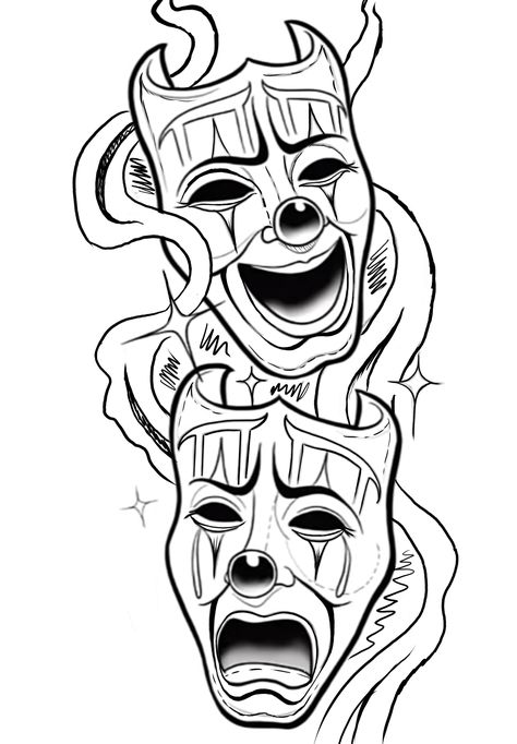 Clown Faces Tattoos, Joker Tattoo Design For Men, Scary Tattoo Stencil, Mexican Clown Drawing, Chicano Coloring Pages, Trap House Tattoo Stencil, Cool Tattoo Design Drawings, Laugh Now Cry Later Design, Smile Now Cry Later Design