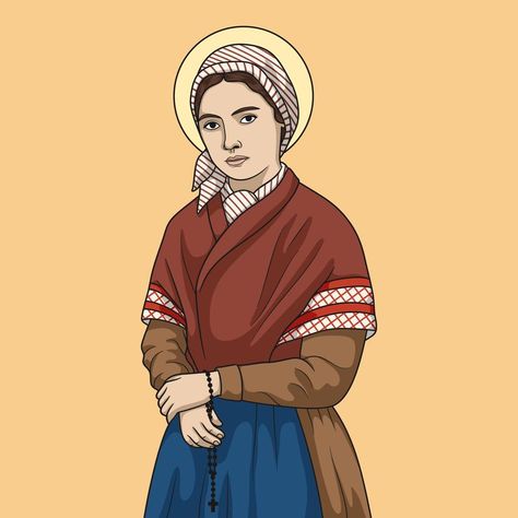 Santa Bernadette, St Bernadette Soubirous, Catholic Orders, Bernadette Soubirous, Saint Bernadette, The 3 Kings, Color Vector, Catholic Faith, Eps Vector