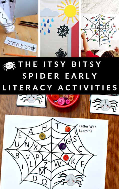 Build early literacy skills with these The Itsy Bitsy Spider activities for young children. ABC to fine motor ideas. #bookactivities #theitsybitsyspider #spiders #teaching #GrowingBookbyBook The Very Busy Spider Preschool, Itsy Bitsy Spider Activities, June Themes, Spiders Preschool, Fine Motor Ideas, Rhyme Activities, The Itsy Bitsy Spider, The Very Busy Spider, Spider Activities