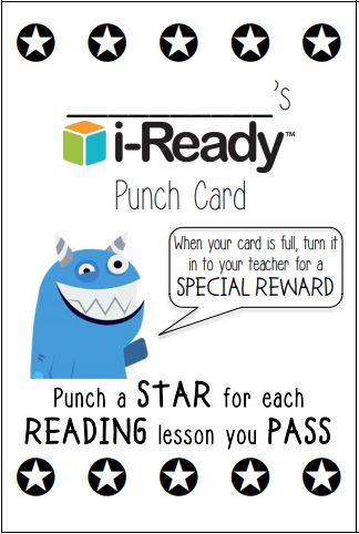 Whenever a student passes a lesson, punch a star. When the card is full, allow students to turn it in for a special reward. Visit our website for more tips on how to engage students! #iready #myiready #education Iready Reading 1st Grade, Iready Classroom Incentives, Iready Data Tracking Anchor Chart, Iready Diagnostic Motivation, Iready Incentives Anchor Chart, Iready Challenges, I Ready Incentives, Iready Data Tracking Bulletin Board, Iready Incentive Chart