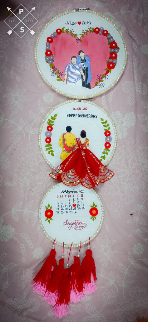 wedding gift, Hoop Embroidery, Gifts for woman, Birthday Gift, Anniversary gift Embroidery Hoop Art Diy, Frame Work, Wedding Hoop, Hoop Embroidery, Diy Crafts Hacks, Crafts Hacks, Embroidery Hoop Art, Three Layer, Hoop Art