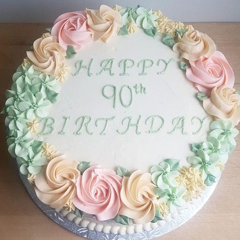 Women Bday Cake Ideas, 98 Birthday Cake, 90 Years Old Birthday Cake, Woman 80th Birthday Cake, 90 Birthday Cakes For Women, Cakes For 90th Birthday For Women, 96th Birthday Cake, Cake Ideas For 90th Birthday, Cakes For 90 Year Old Lady