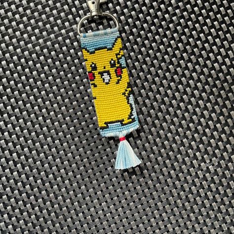 Pokemon Bracelet Pattern, Pokemon Friendship Bracelet, Pikachu Bracelet Pattern, Pikachu Bookmark Diy, Pikachu Alpha Pattern, Pokemon Alpha Pattern, Pokemon Bracelet, Pokemon Alpha, Anime Alpha Patterns Bracelet