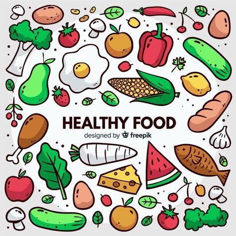 Hand drawn healthy food background Free ... | Free Vector #Freepik #freevector #background #food #hand #kitchen Healthy Food Background, Food Drawing Easy, Healthy Food Activities For Preschool, Fiesta Party Food, Sugar Free Diet Plan, Healthy Food Activities, Healthy Food Art, Background Food, Food Background